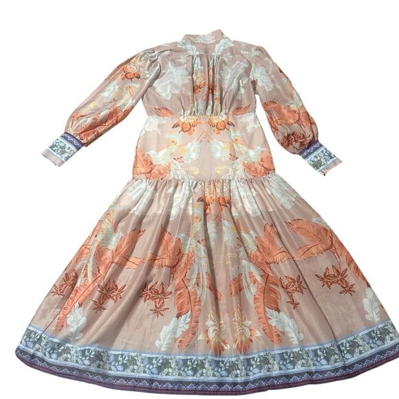 I TOO Italy Elegant Floral Long Sleeve Button Down Dress Size Small - Picture 1 of 16